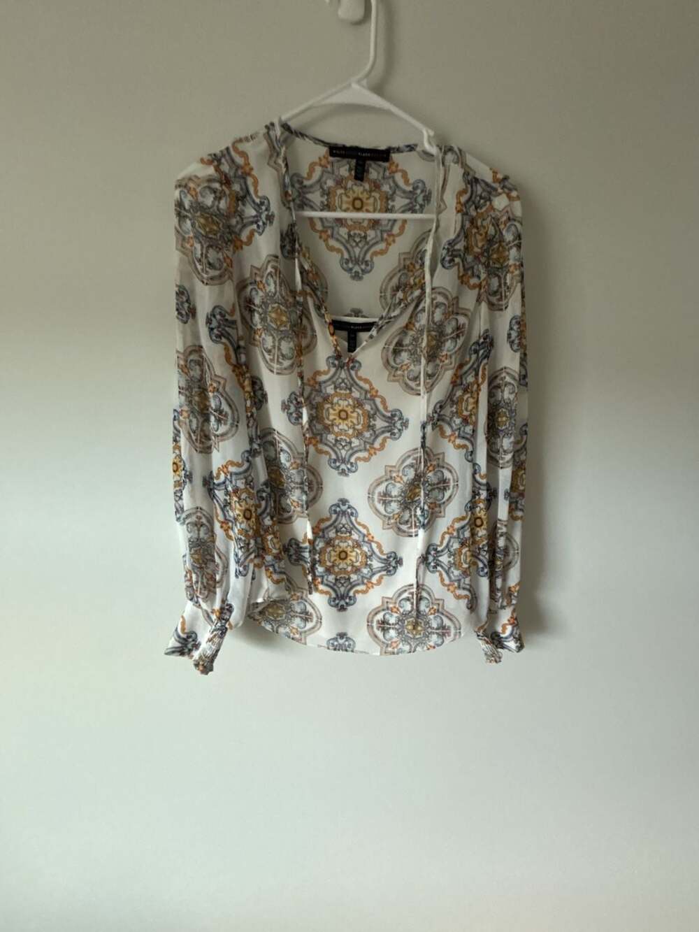 White House Black Market Print Long Sleeve Blouse Size XS